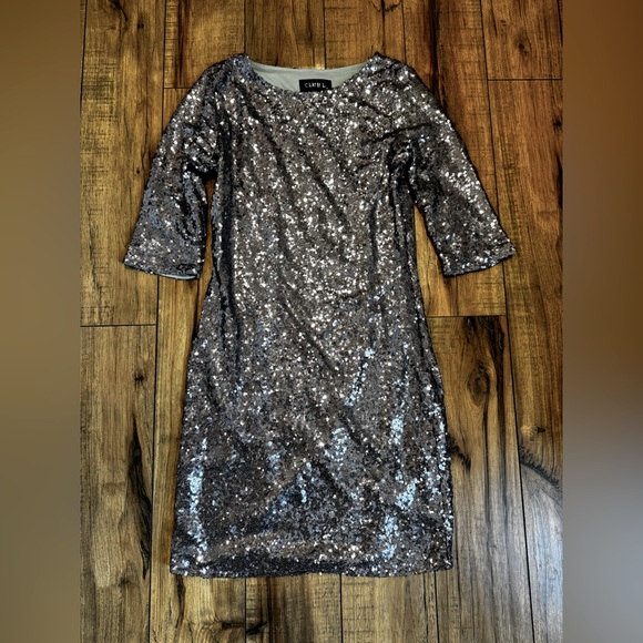 Club L Gray Sequins Mini Dress Women 6/Small - Picture 2 of 4